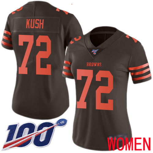 Cleveland Browns Eric Kush Women Brown Limited Jersey #72 NFL Football 100th Season Rush Vapor Untouchable